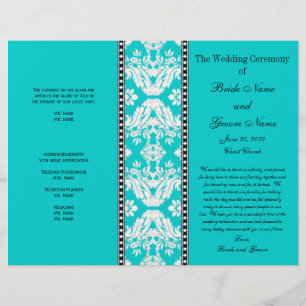 Programa branco do casamento tema damasco do Aqua