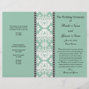 Programa branco verde do casamento tema damasco da