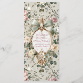 Programa Bridal Shower Program Card | Romantic Blush Rose