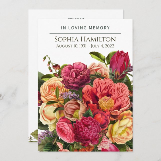 Programa Bright Watercolor Floral Funeral Memorial (Frente/Verso)