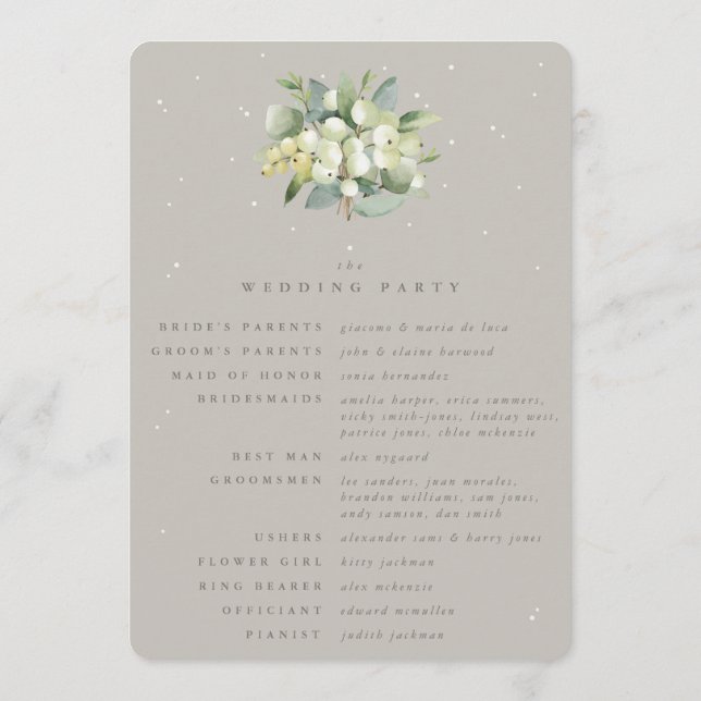 Programa Buquê de Neve Bege+Eucalipto Casamento de Inverno (Verso)