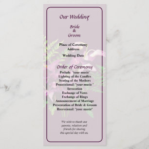 Programa buquê de Orquídeas Roxas e Casamento Fern