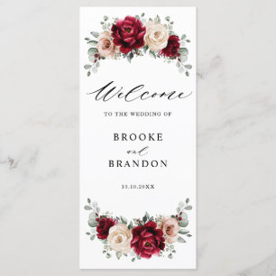 Programa Burgundy Champagne Ivory Mauve Rosa Floral Casamen