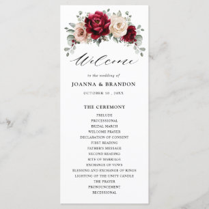 Programa Burgundy Champagne Ivory Mauve Rosa Floral Casamen