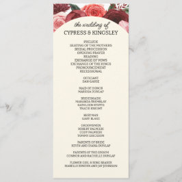 Programa Burgundy Fall Floral Weding Program