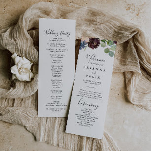 Programa Burgundy Floral e Greenery Weding Program