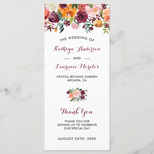 Programa Burgundy Orange Pink Flowers Weders Program (Frente)