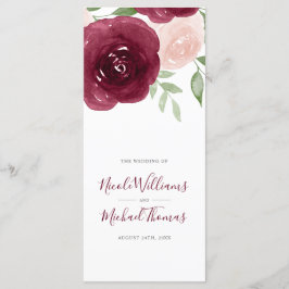 Programa Burgundy Watercolor Floral Wedment