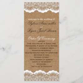 Programa Burlap Rustic Chic e casamento com o Lace Country