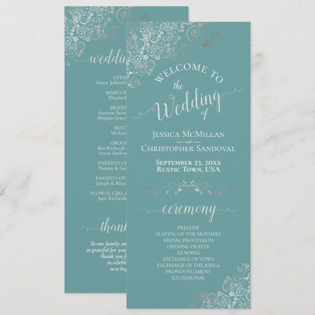 Programa Cachos de Prata Elegantes em Casamento Azul ou Tur (Frente/Verso)