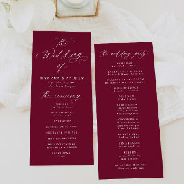 Programa Caligrafia Moderna e Elegante Casamento Borgonha