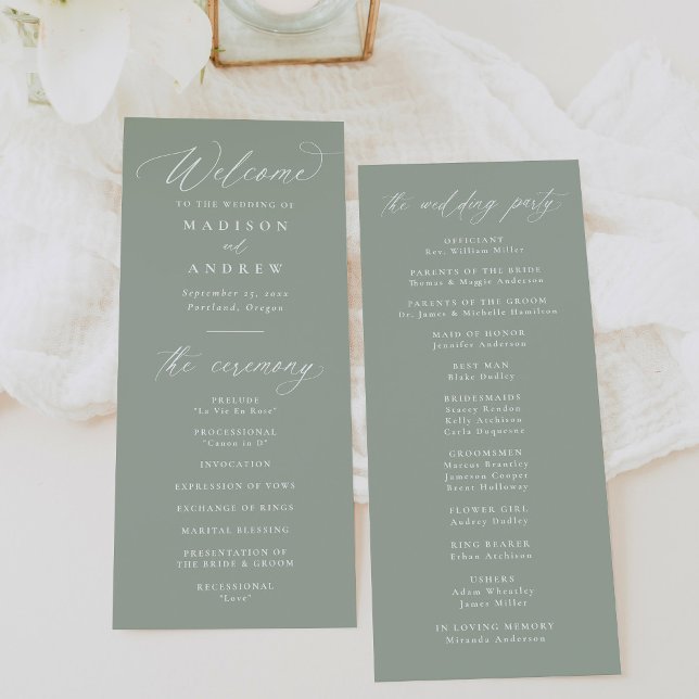 Programa Caligrafia Moderna e Elegante Casamento Verde Sábi (Criador carregado)