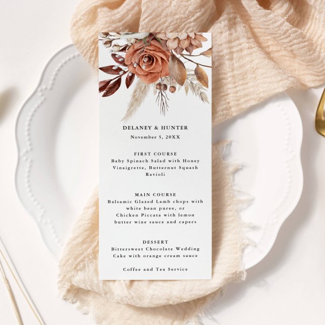 Programa Cardápio Alto de Casamento Floral Rústico de Outon (Criador carregado)