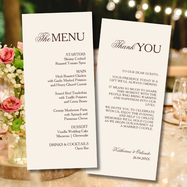Programa Cardápio de casamento Champagne Formal Old Money O (Criador carregado)