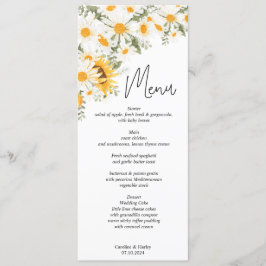 Programa Cardápio de Casamento Elegante com Girassol e Marg