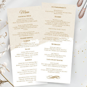 Programa Cardápio de Casamento em Grafia Dourada Elegante
