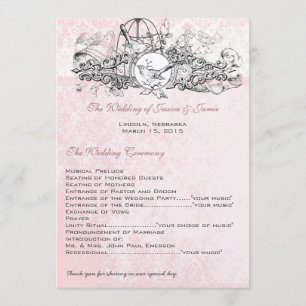 Programa Cardápio de casamento em pergaminho musical com ga