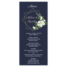 Cardápio de Casamento Geométrico Azul Elegante e S