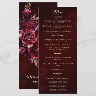 Programa Cardápio de Noiva Tradicional Floral Borgonha