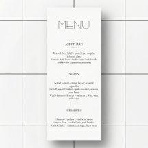Cardápio Minimalista de Restaurante ou Casamento c