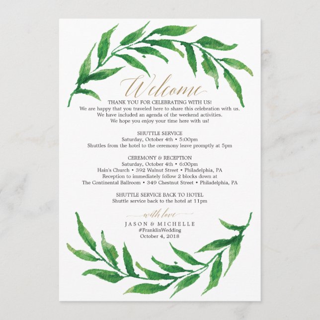 Programa Carta de Boas-Vindas ao Itinerário do Casamento Gr (Frente)