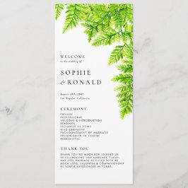 Programa Carta de casamento de folhas de samambaia verde ch