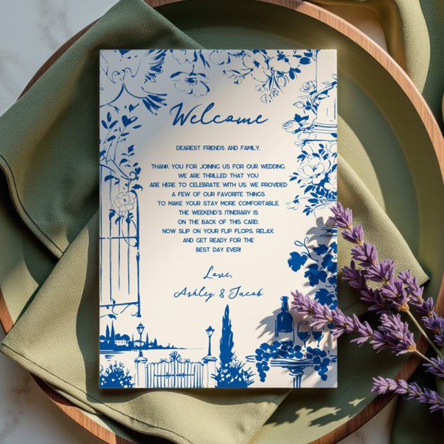 Programa Carta e Itinerário de Casamento Pastoral Azul Fran (Criador carregado)