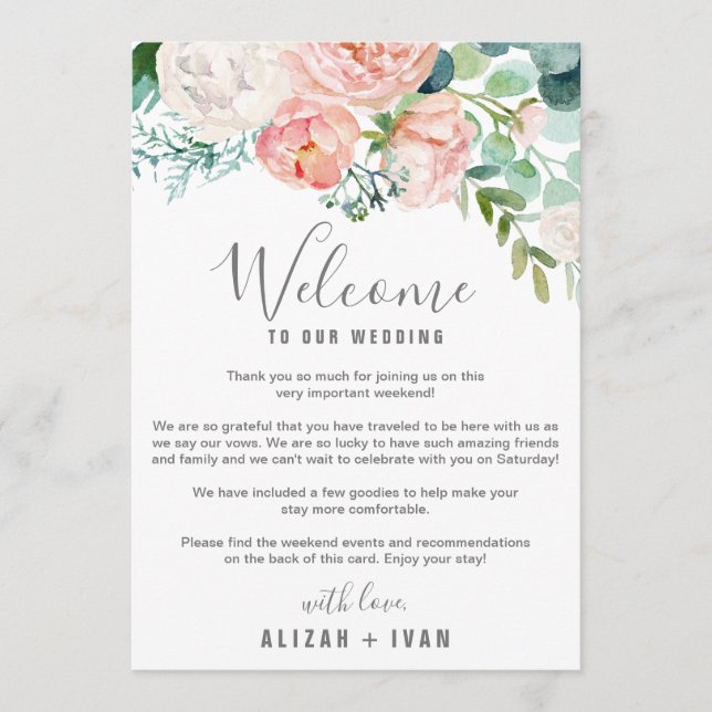 Programa Cartas de Boas-Vindas e Itinerário com Peônias Rom (Frente)