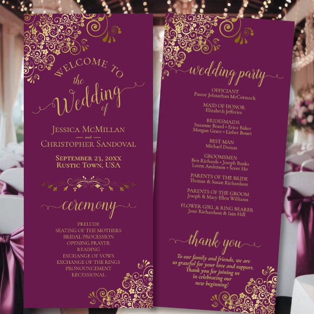 Programa Cartuchos Dourados de Elegante no Casamento de Mag (Front/Back)