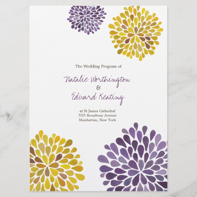 Programa Casamento Amarelo Roxo Dahlias (Frente)