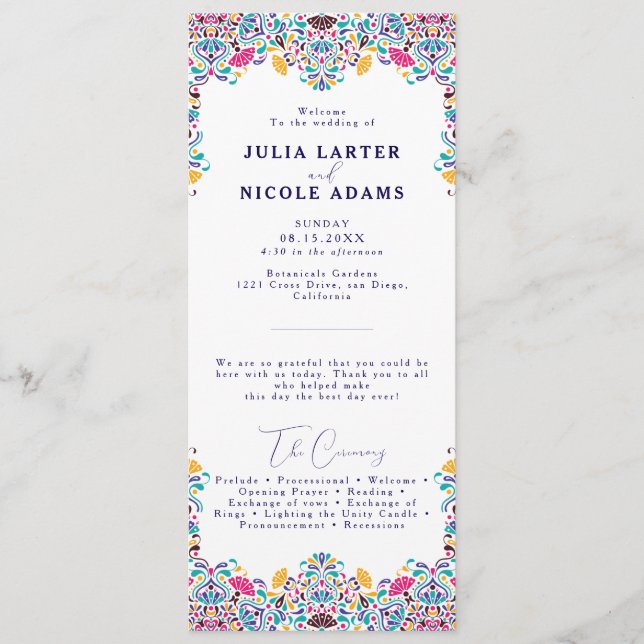 Programa Casamento Arco-Íris do Estilo Fiesta Mexicano Vibr (Frente)