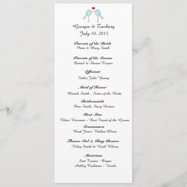 Programa Casamento "Aves" (Frente)