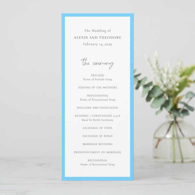 Programa Casamento Azul Chic Moderno (Em pé/Frente)