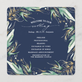 Programa Casamento Azul de Marinho Verde e Folha Dourada