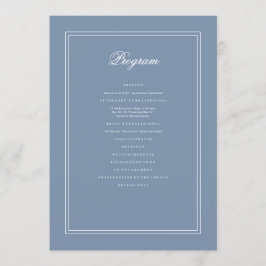 Programa Casamento Azul e Branco Clássico Simples Elegante