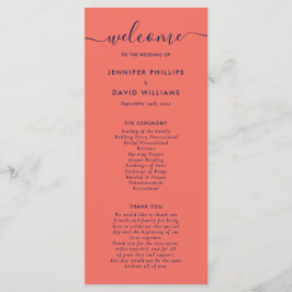 Programa Casamento Azul e Coral do Marinho Moderno Elegante