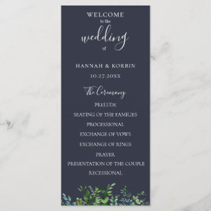 Programa Casamento Azul Naval Folhagem Floresta Rústica
