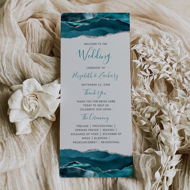 Programa Casamento Azul Teal Prata Ágata Cinza (Criador carregado)