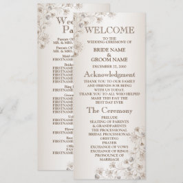Programa Casamento Bege Padrão de Coração Floral Elegante