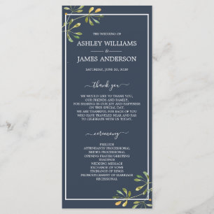 Programa Casamento Botânico Azul-Marinho Eucalyptus Verde