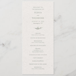 Programa Casamento Botânico Elegante Verde Salvia Moderno