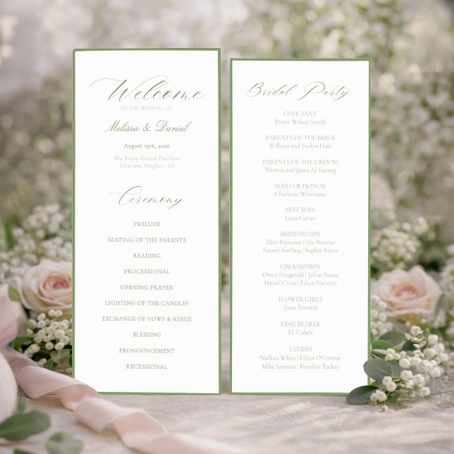 Programa Casamento Botânico em Verde Sage Elegante  (Criador carregado)