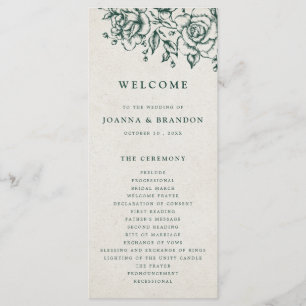 Programa Casamento Botânico Emerald Greenery Vintage