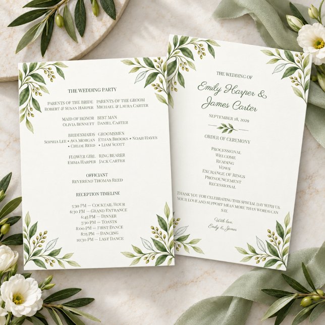 Programa Casamento Botânico Moderno em Verde Cítrico (Criador carregado)