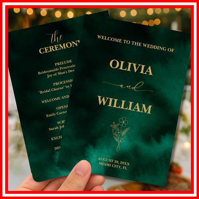 Programa Casamento Botânico Verde Esmeralda & Dourado (Criador carregado)