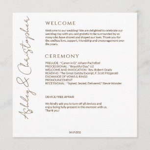 Programa Casamento Branca e Bronze Moderno Elegante