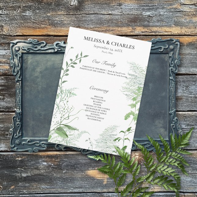 Programa Casamento Branco da Folhagem Verde Rustic Fern (Criador carregado)