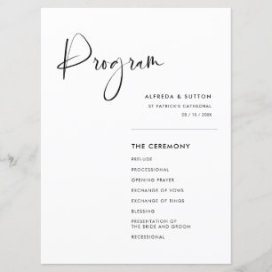 Programa Casamento branco e preto elegante e moderno
