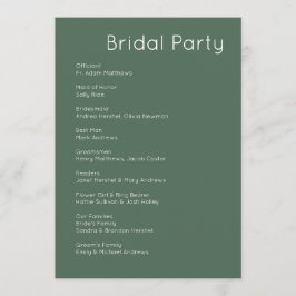 Programa Casamento Branco e Verde Azul Moderno Retro