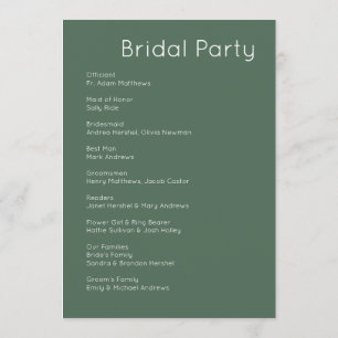 Programa Casamento Branco e Verde Azul Moderno Retro